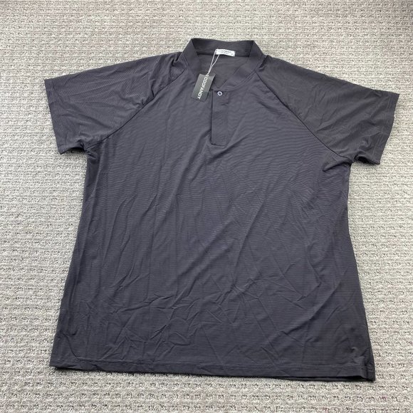 COOFANDY Polo Shirt Men Extra Large XL Gray Striped Polyamide New w Tag Wrinkled - Picture 1 of 10